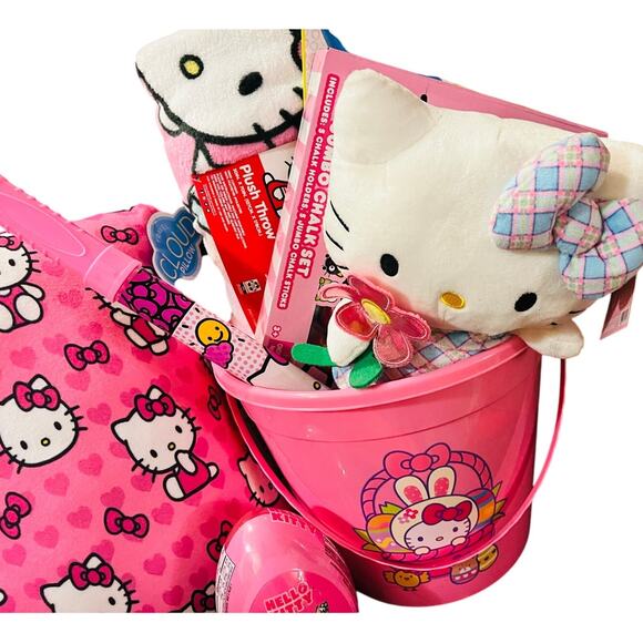 Hello kitty Easter bundle basket, soft and adorable pink unicorn throw 50 x 70 - Picture 4 of 8